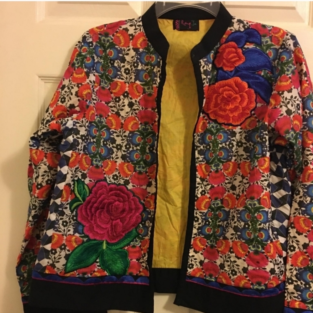 Colorful Floral Embroidered Women's Blazer